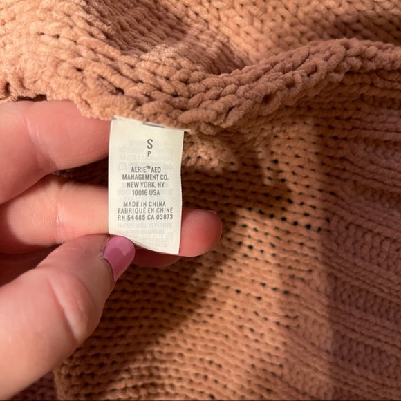 NWOT Aerie Tan Chenille Tie Front Cardigan Sweater Size Small - Picture 10 of 10